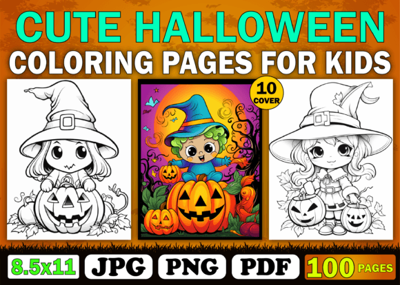 Download 100 Cute Halloween Coloring Pages - Premium Bundle