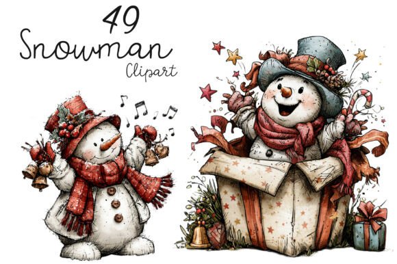 Download Christmas Whimsical Snowman Clipart - Christmas Collection
