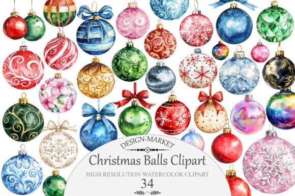 Download Watercolor Christmas Balls Clipart - Christmas Collection